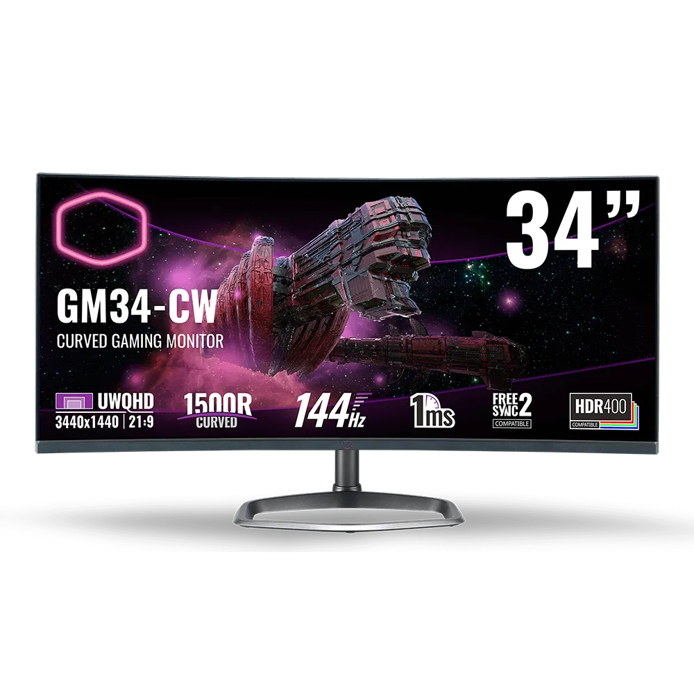 مانیتور خمیده گیمینگ 34 اینچ کولر مستر Cooler Master GM34 CW2 - پی سی کالا