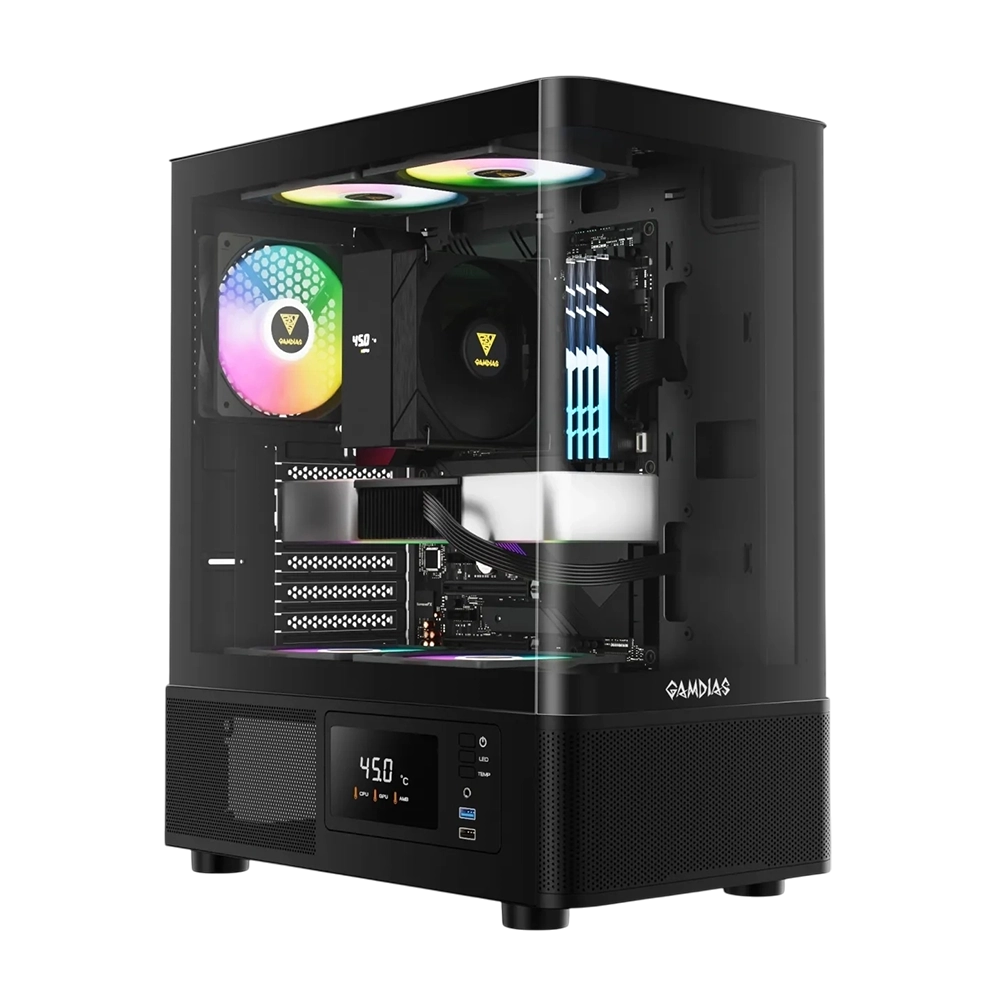 کیس گیم دیاس مدل Gamdias Atlas E2 CG - Black - پی سی کالا